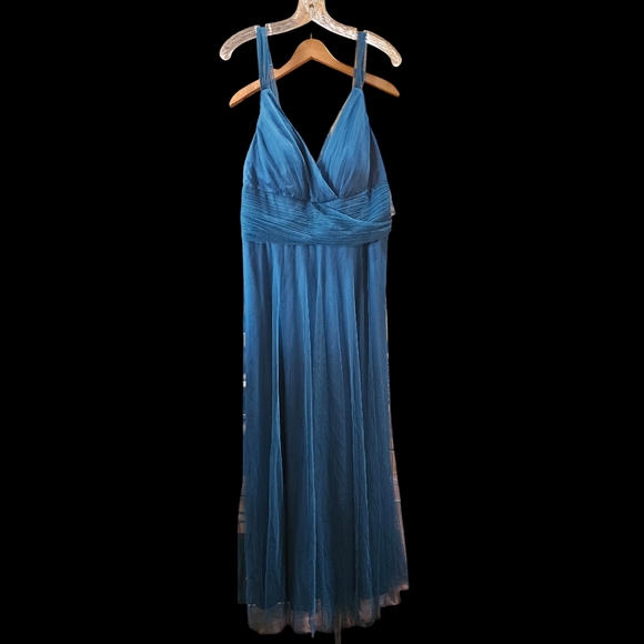 Ever Pretty Floor Length V Neck Tulle Dress In Teal  Size 0XL NWT MSRP $79.99 - Picture 3 of 11